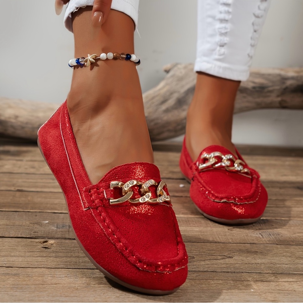 Red Chain Loafers